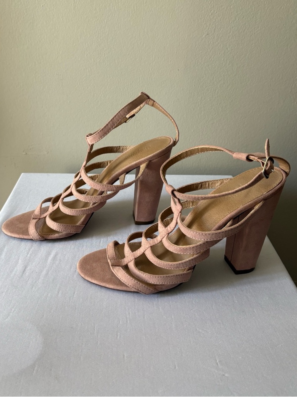 Charlotte Russe Blush Strappy Block Heel Sandals